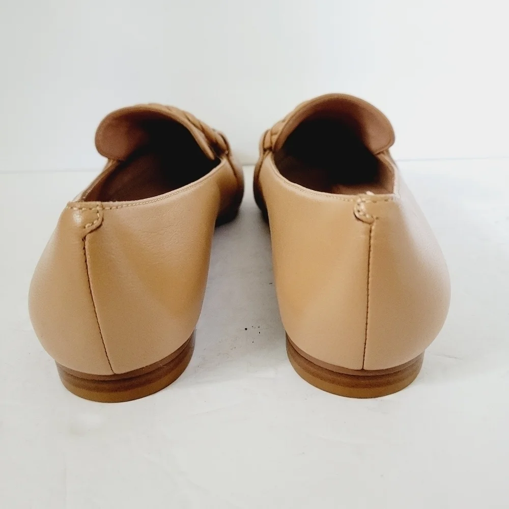 NEW Linea Paolo Nappa Leather Knotted Keeper Beige Loafers Size 7
